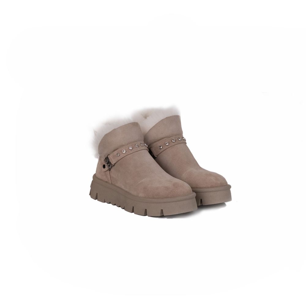 Taşlı Içi Yünlü  Ugg Model Bot  VIZON SUET BM25-34805VIZON SUET resmi