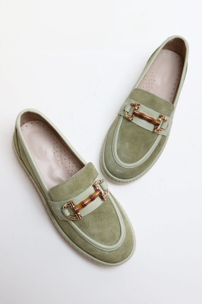 Kemik Tokalı Loafer Süet Ayakkabı  MINT YESILI SUET BM162MINT YESILI SUET resmi