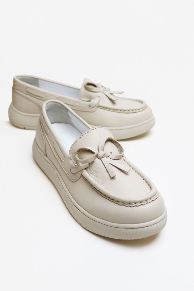 Kalın Tabanlı Ortopedik Loafer Ayakkabı  BEJ Y4045BEJ resmi